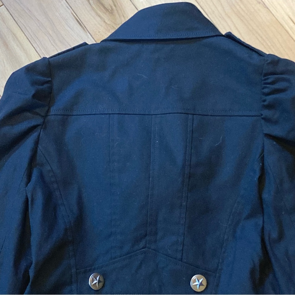 Black Peace Now Military Style Jacket Velvet collar metal buttons size medium - Picture 9 of 11